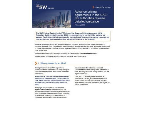 Advance pricing agreements in the UAE: tax authorities release detailed guidance